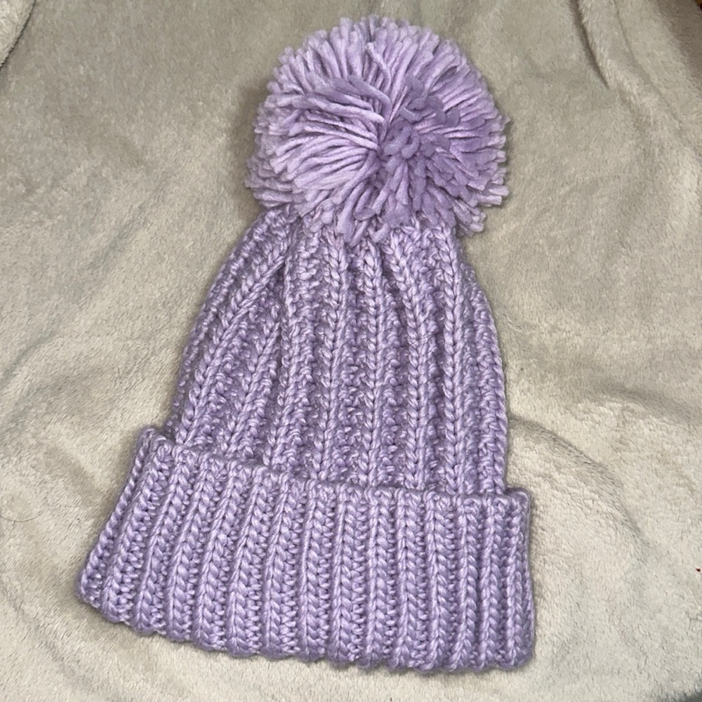 purple knit hat